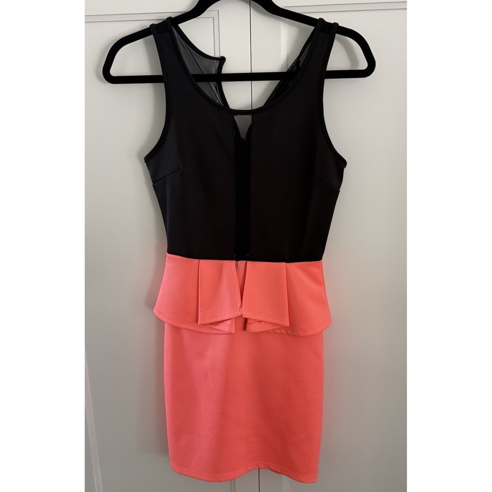 Charlotte Russe Black Orange Bodycon Mesh Sleeveless Mini Dress Size Small